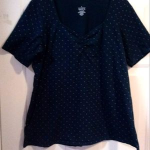 Torrid Sz 3 Sweetheart Neck ruched polka dot Tee